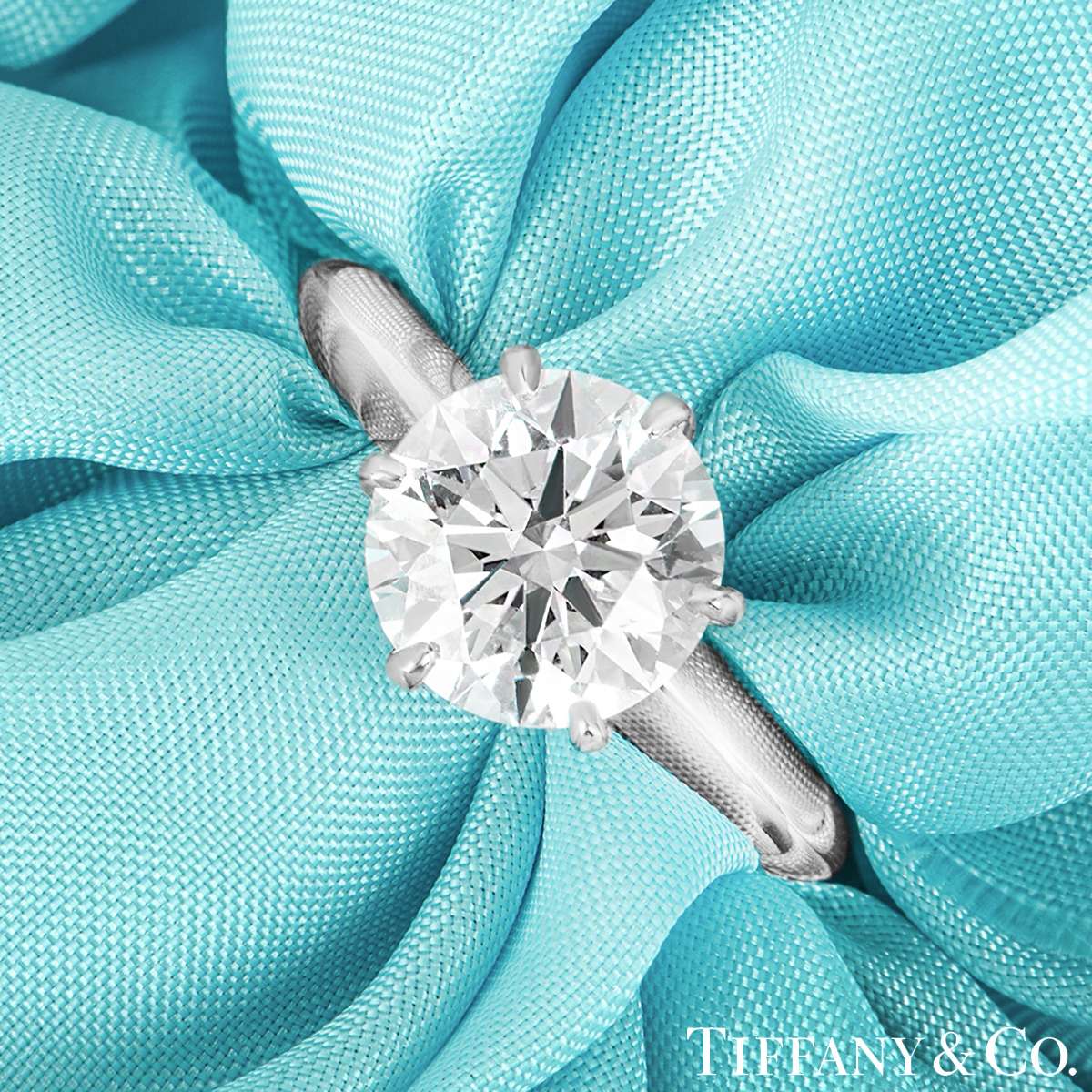 Tiffany & Co. Platinum Round Brilliant Cut Diamond Setting Ring 2.13ct H/VVS1 XXX